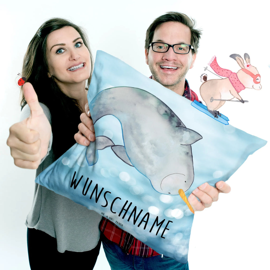 Personalised cushion Narwhal Seafood, aquatic animals, ocean, sea, fish, shells, corals, reef, whale, narwhal, sea urchin, lobster, platypus, turtle, manatee, crocodile, orca, shrimp, gifts for seafood lovers, water world, underwater animals, underwater world, vacation, deep sea, seafood fans, gift ideas, seafood decoration, seafood posters, nursery, housewife, cleaning up, cleaning, Narwhal, bachelorette