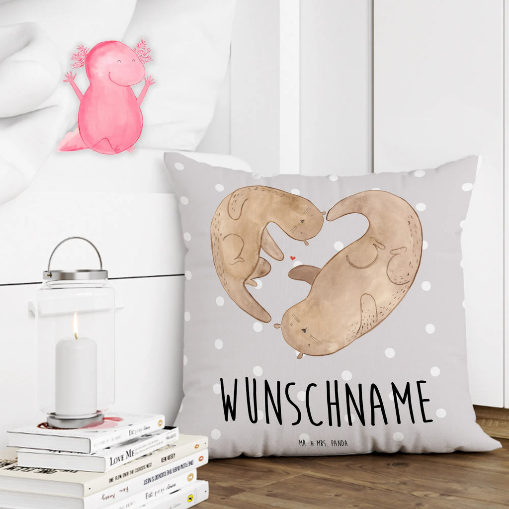Personalised cushion otter Heart otter, marten, sea otter, European otter, water mammal, aquatic animal, baby otter, predator, water, otter gifts, animal lover, gift ideas for animal lovers, animal, mammal, water animal, gifts for people in love, love you, better half, life together, love gift, engagement, proof of love, heart, wedding day, anniversary, love