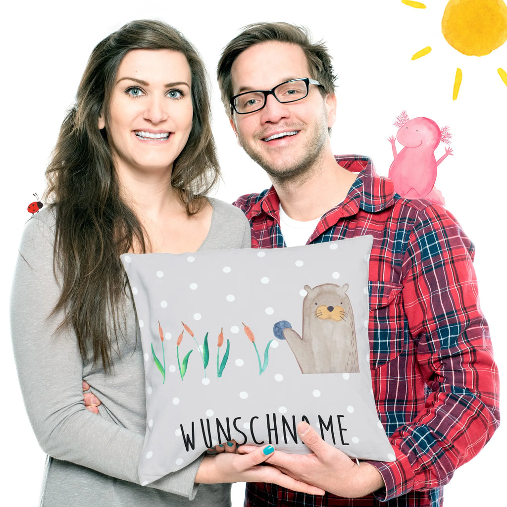 Personalised cushion otter Stone otter, marten, sea otter, European otter, water mammal, aquatic animal, baby otter, predator, water, otter gifts, animal lover, gift ideas for animal lovers, animal, mammal, water animal, gifts for people in love, Otter Sea Otter Lake Otter