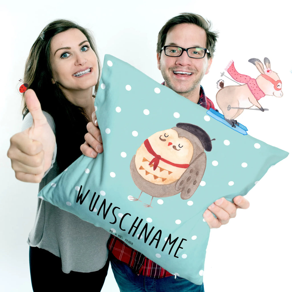 Personalisiertes Kissen Eule Französisch personalisiert, bedrucken, Wunschname, Name, Kissen, Kopfkissen, Eule, hibou, Owl, das Leben ist schön, Eule Deko, Eulen, Spruch Französisch, Spruch schön, La vie est belle, Frankreich