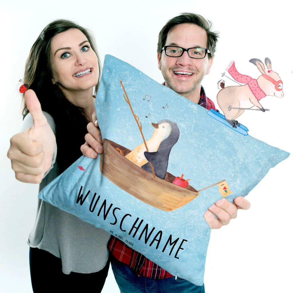 Personalizowana poduszka pingwin łódka wędkarska Pinguin