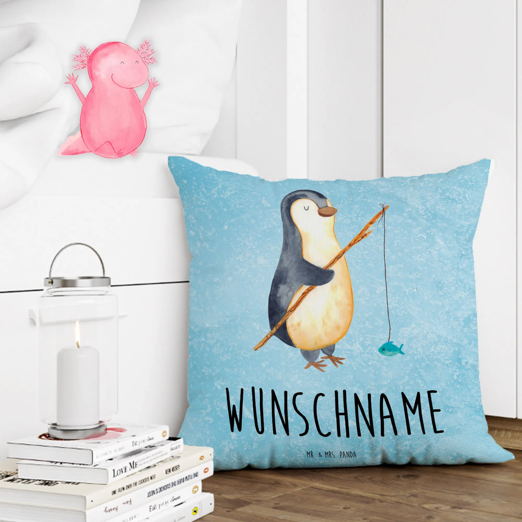 Personalised cushion Penguin angler Penguin, North Pole, Winter, Penguins, gift idea, gift, penguins, daydreams, weekend, penguin, friends, hobby, plan, daily schedule, vacation, angler, motivation, fishing, planner, new start