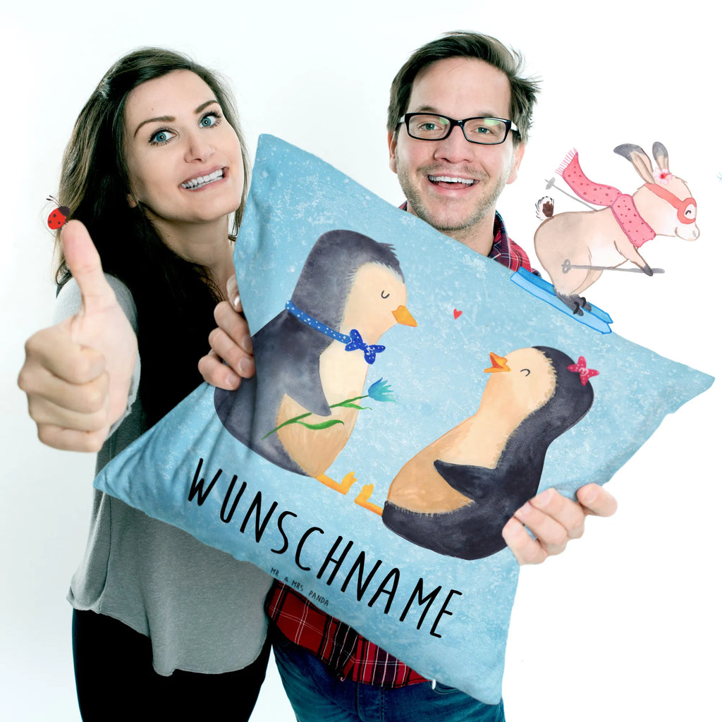 Personalised cushion Penguin pair Penguin, North Pole, Winter, Penguins, great love, penguin, engagement, wedding gift, wedding, wedding day, proof of love, anniversary, penguins, dream couple, love, lovers, love gift