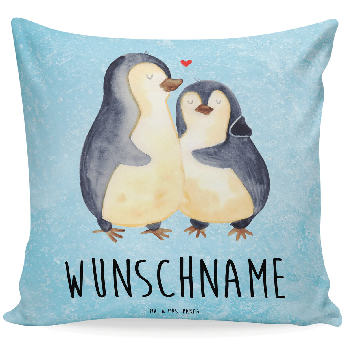 Personalised cushion Penguin embrace Penguin, North Pole, Winter, Penguins, wedding, anniversary, wedding day, love, lovers, engagement, proof of love, penguin, wedding gift, love gift