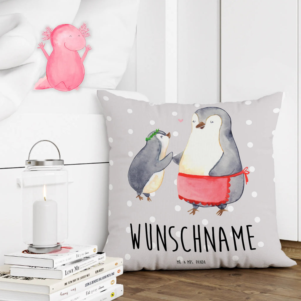 Personalised cushion Penguin with child Family, Father's Day, Mother's Day, brother, sister, Mom, Dad, Mother, Birthday, Mommy, Gift, Mummy