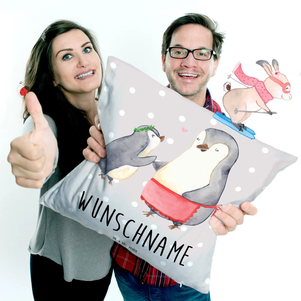 Personalised cushion Penguin with child Family, Father's Day, Mother's Day, brother, sister, Mom, Dad, Mother, Birthday, Mommy, Gift, Mummy