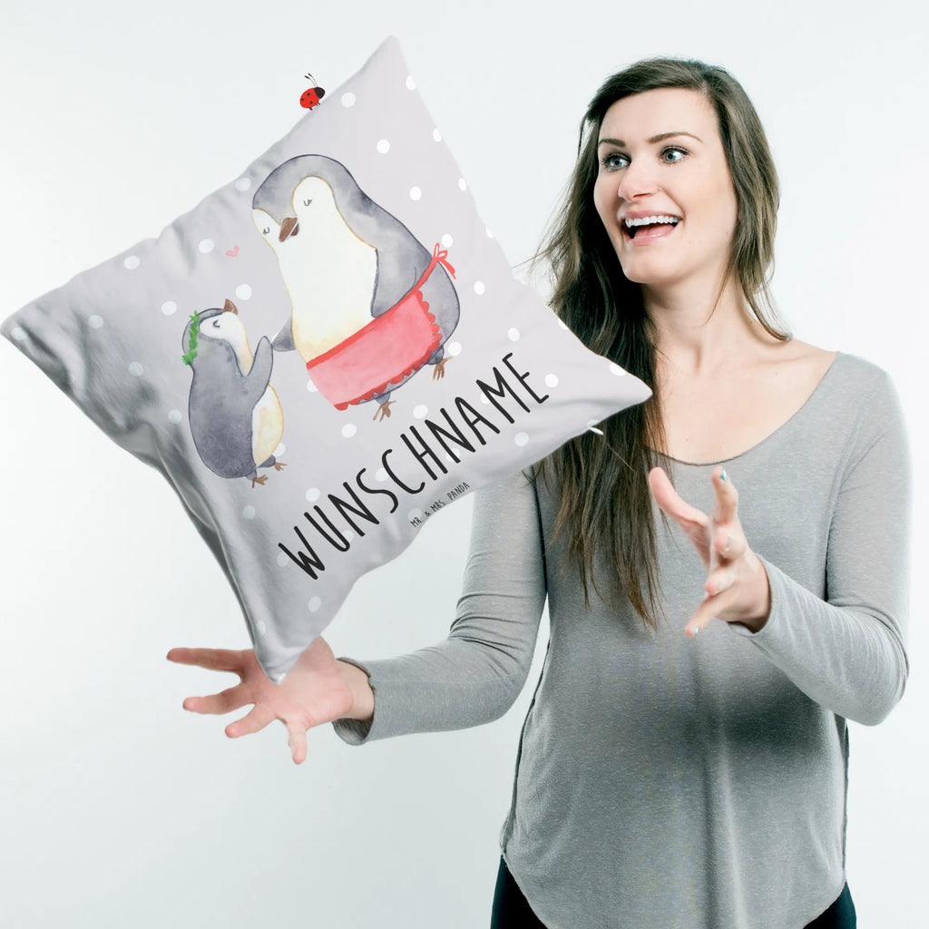 Personalised cushion Penguin with child Family, Father's Day, Mother's Day, brother, sister, Mom, Dad, Mother, Birthday, Mommy, Gift, Mummy