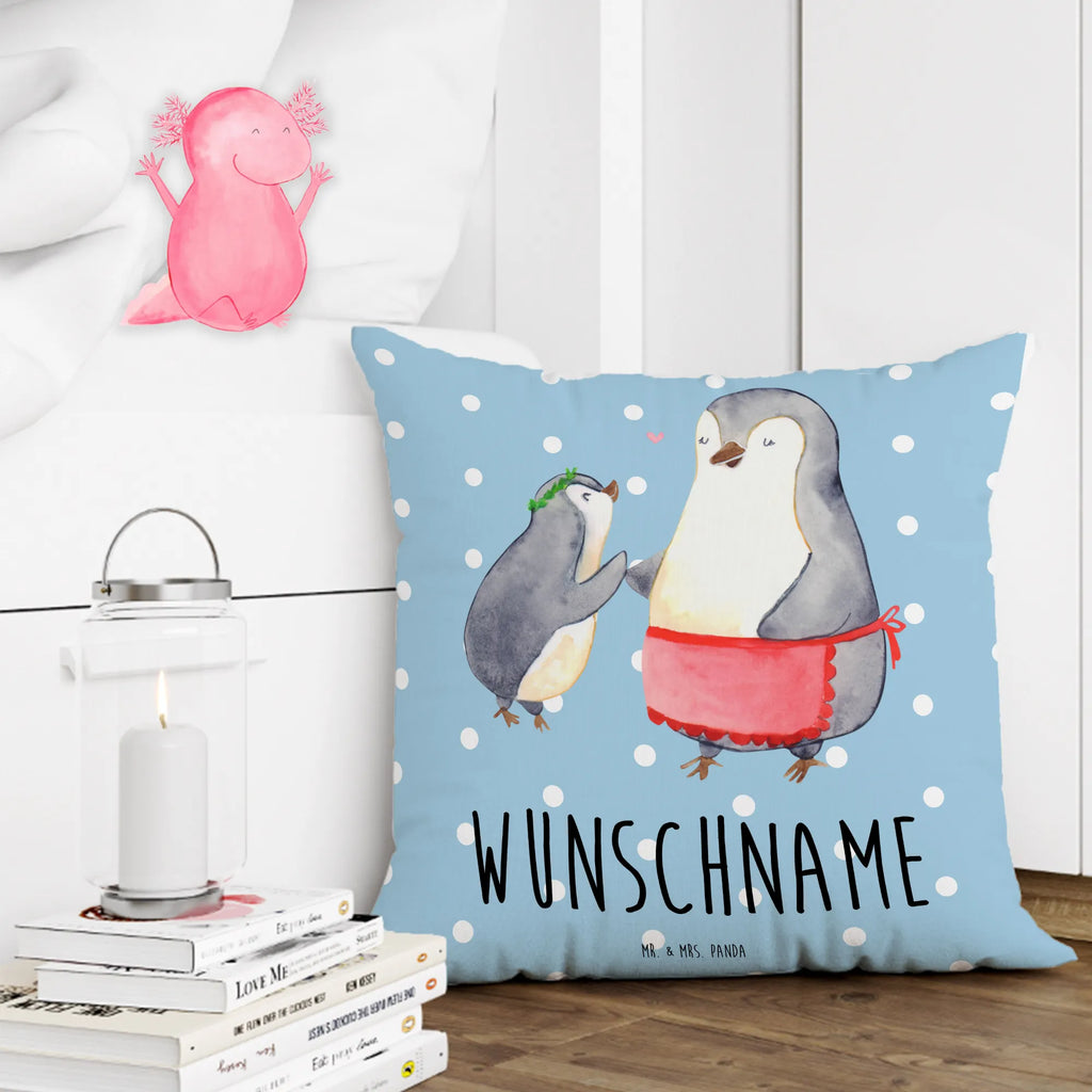 Personalised cushion Penguin with child Family, Father's Day, Mother's Day, brother, sister, Mom, Dad, Mother, Birthday, Mommy, Gift, Mummy