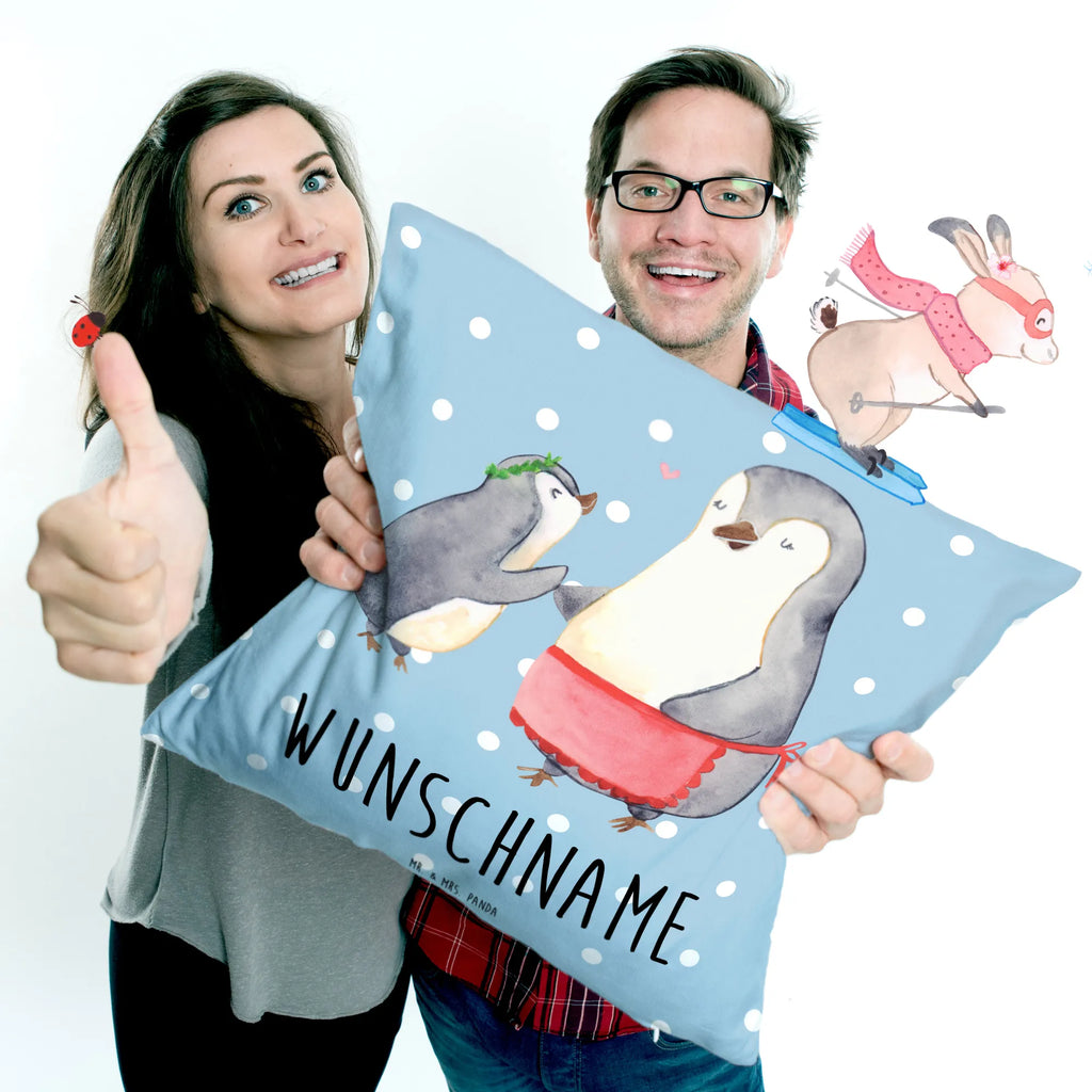 Personalised cushion Penguin with child Family, Father's Day, Mother's Day, brother, sister, Mom, Dad, Mother, Birthday, Mommy, Gift, Mummy
