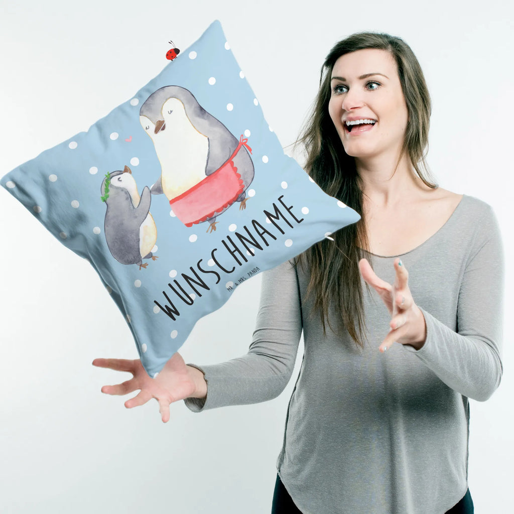Personalised cushion Penguin with child Family, Father's Day, Mother's Day, brother, sister, Mom, Dad, Mother, Birthday, Mommy, Gift, Mummy