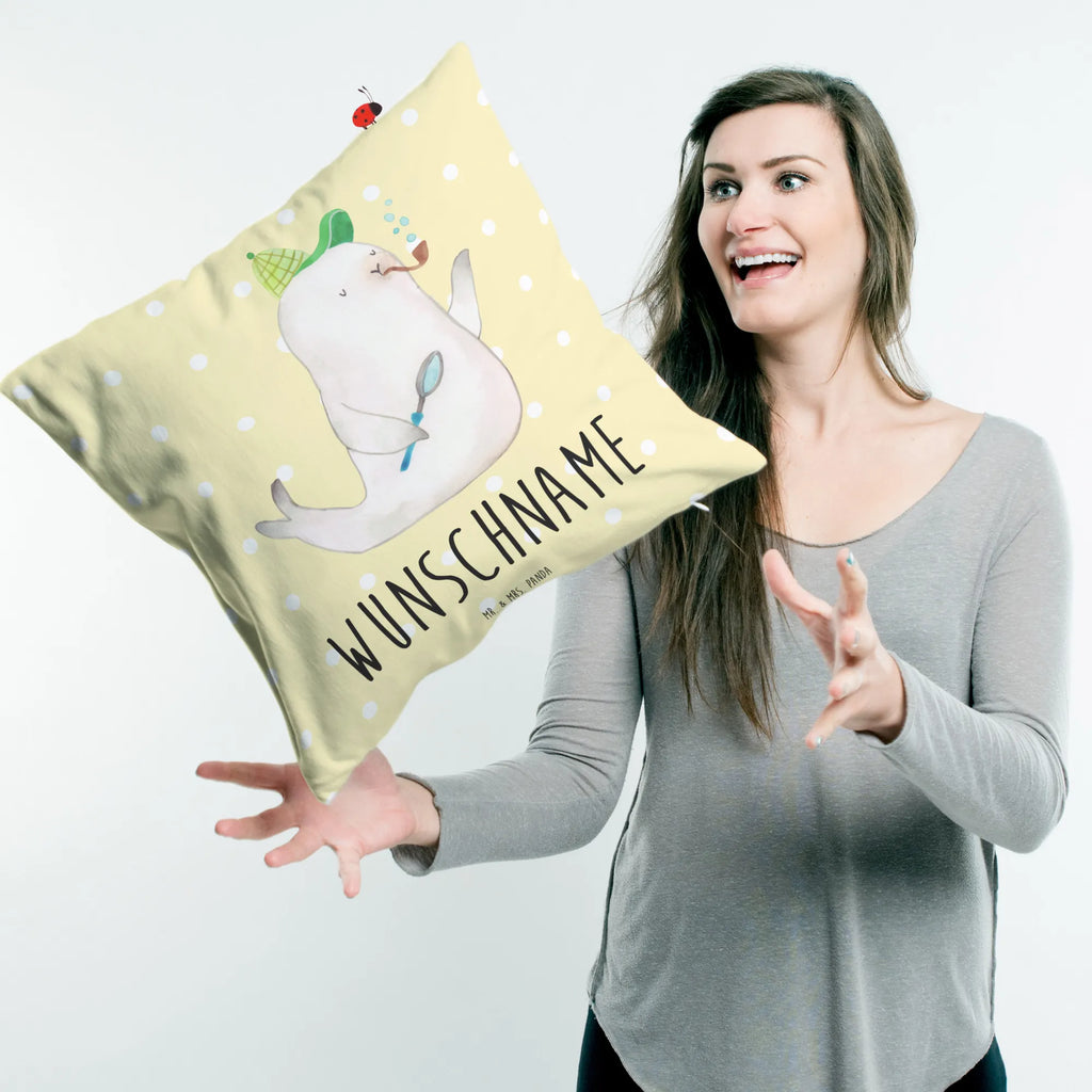 Personalised cushion seal sherlock small animals, cute, funny, cute animal motives, hand drawn, small world, funny sayings, good mood, happy, gifts, gift ideas, special gifts, animal lover, card