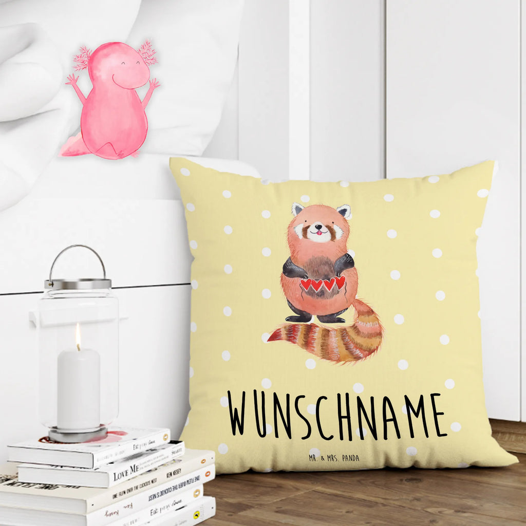 Personalised cushion red panda small animals, cute, funny, cute animal motives, hand drawn, small world, funny sayings, good mood, happy, gifts, gift ideas, special gifts, animal lover, card, love, favourite person, darling, heart, red, Panda