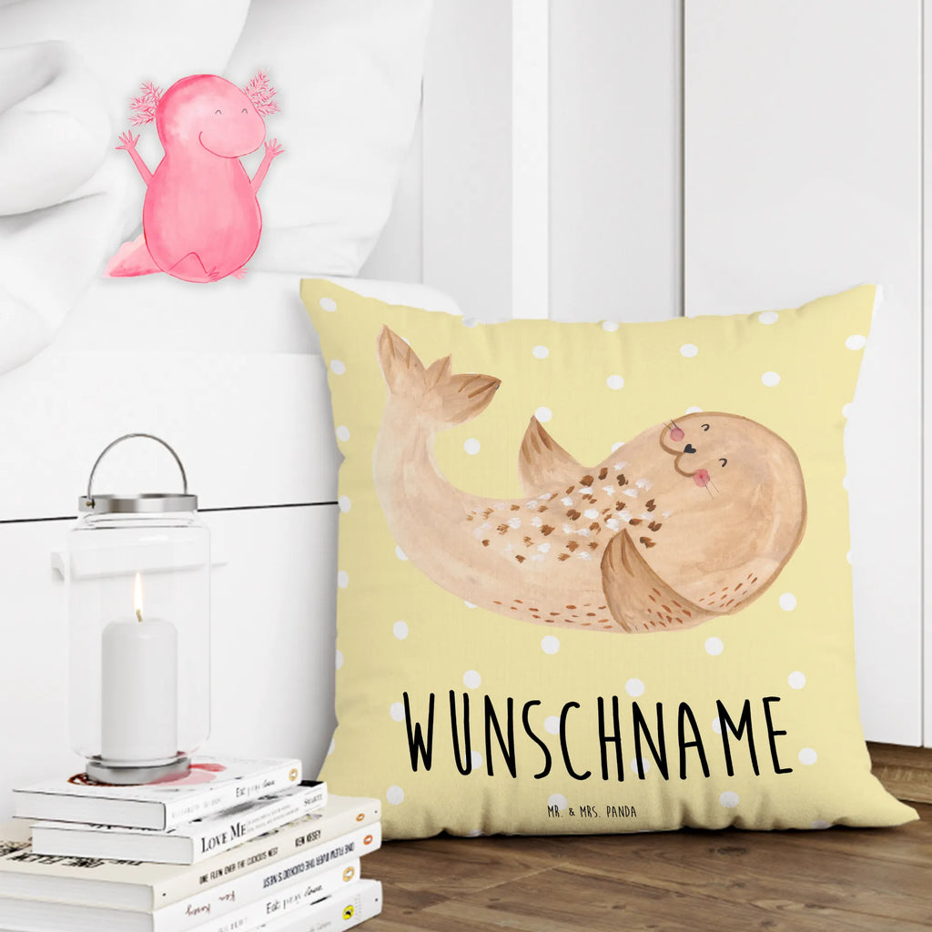 Personalised cushion seal Lay small animals, cute, funny, cute animal motives, hand drawn, small world, funny sayings, good mood, happy, gifts, gift ideas, special gifts, animal lover, card, seal, sea animal, beach, North Sea, Seal, Baltic Sea, joy, seals, laughter