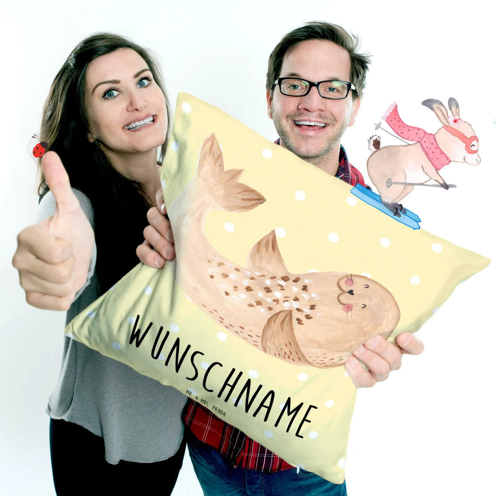 Personalised cushion seal Lay small animals, cute, funny, cute animal motives, hand drawn, small world, funny sayings, good mood, happy, gifts, gift ideas, special gifts, animal lover, card, seal, sea animal, beach, North Sea, Seal, Baltic Sea, joy, seals, laughter