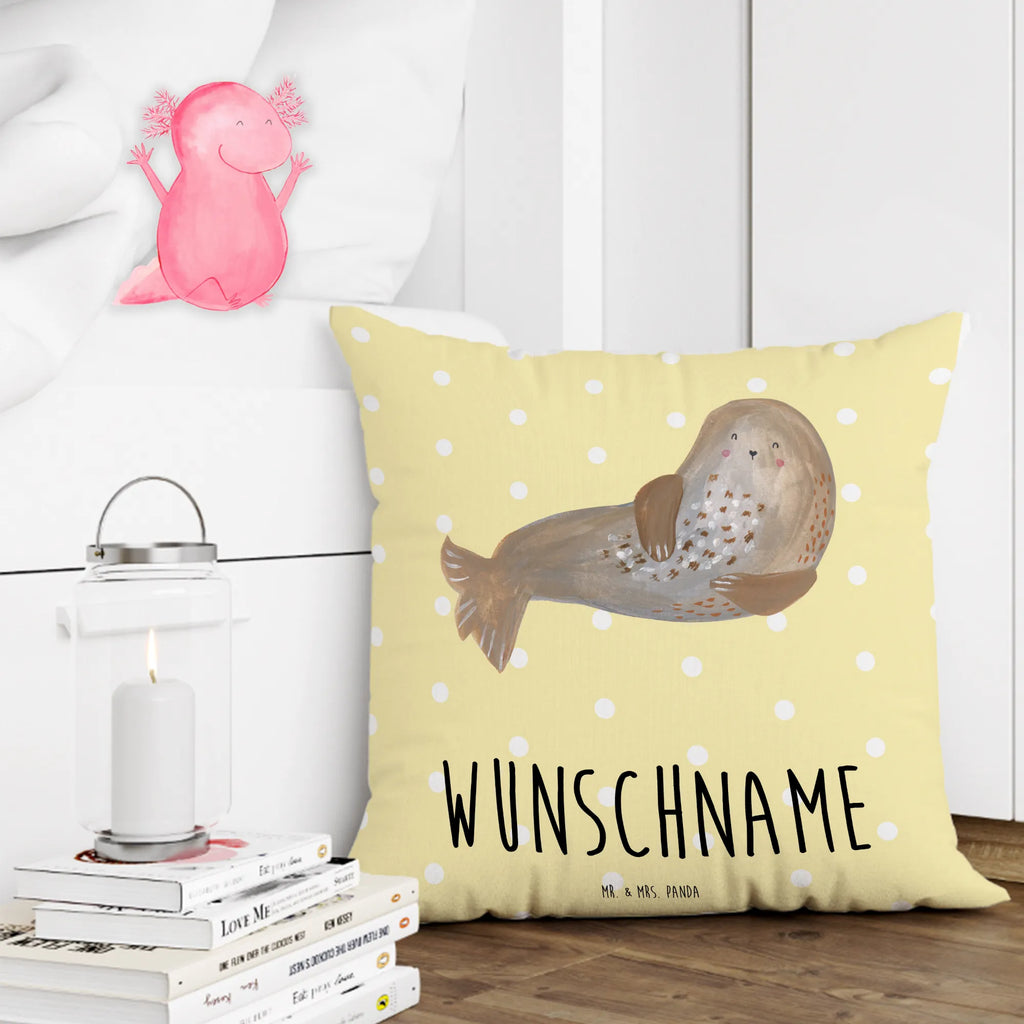 Personalised cushion seal Laugh small animals, cute, funny, cute animal motives, hand drawn, small world, funny sayings, good mood, happy, gifts, gift ideas, special gifts, animal lover, card, Baltic Sea, Beach, Seals, Seal, Sea animal, North Sea
