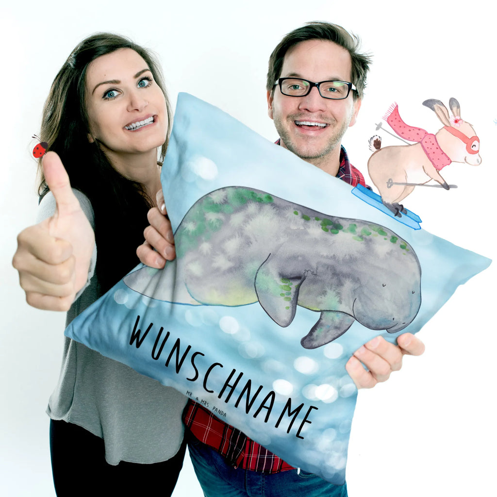 Personalised cushion manatee Relax Seafood, aquatic animals, ocean, sea, fish, shells, corals, reef, whale, narwhal, sea urchin, lobster, platypus, turtle, manatee, crocodile, orca, shrimp, gifts for seafood lovers, water world, underwater animals, underwater world, vacation, deep sea, seafood fans, gift ideas, seafood decoration, seafood posters, diet, sugar, food, manatees, losing weight, diet mania, sweets
