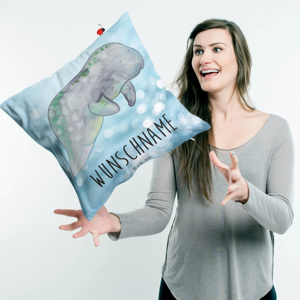 Personalised cushion manatee Relax Seafood, aquatic animals, ocean, sea, fish, shells, corals, reef, whale, narwhal, sea urchin, lobster, platypus, turtle, manatee, crocodile, orca, shrimp, gifts for seafood lovers, water world, underwater animals, underwater world, vacation, deep sea, seafood fans, gift ideas, seafood decoration, seafood posters, diet, sugar, food, manatees, losing weight, diet mania, sweets