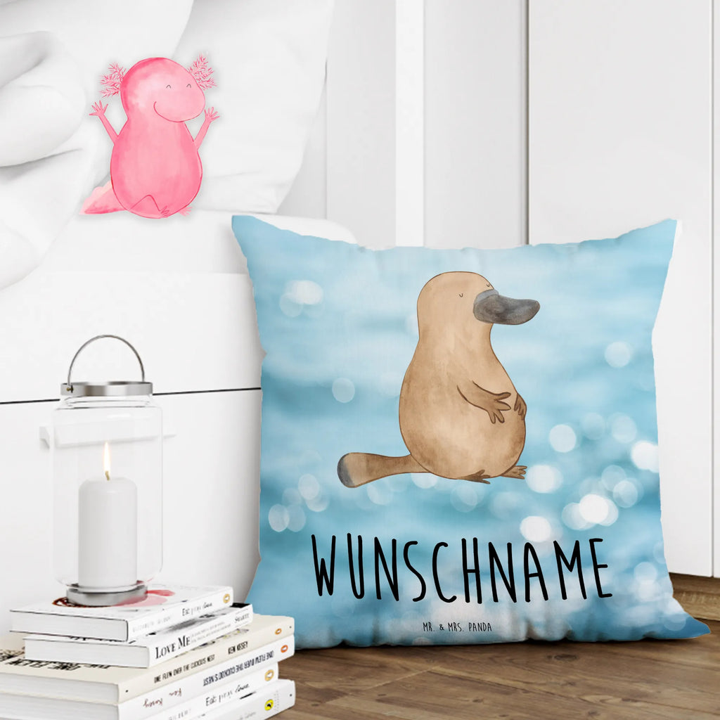 Personalised cushion platypus courage Seafood, aquatic animals, ocean, sea, fish, shells, corals, reef, whale, narwhal, sea urchin, lobster, platypus, turtle, manatee, crocodile, orca, shrimp, gifts for seafood lovers, water world, underwater animals, underwater world, vacation, deep sea, seafood fans, gift ideas, seafood decoration, seafood posters, brave, new start, Platypus, work, courage, Raodtrip, training, wisdom, new beginning, world trip, office, motivation