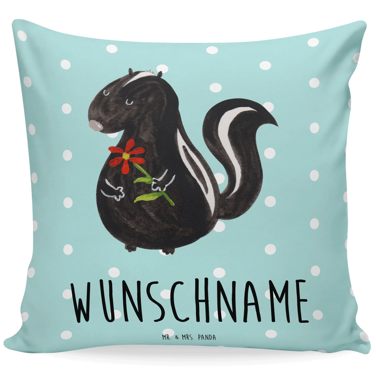 Personalised cushion skunk flower wild animal, daydreamer, stink, dreamy, predator