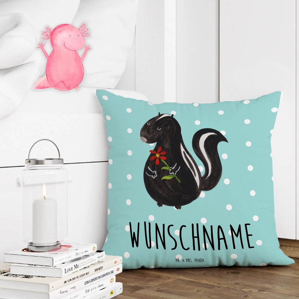 Personalised cushion skunk flower Skunk, wild animal, stink, predator, dreams, dreamy, stinker, daydreamer, skunk