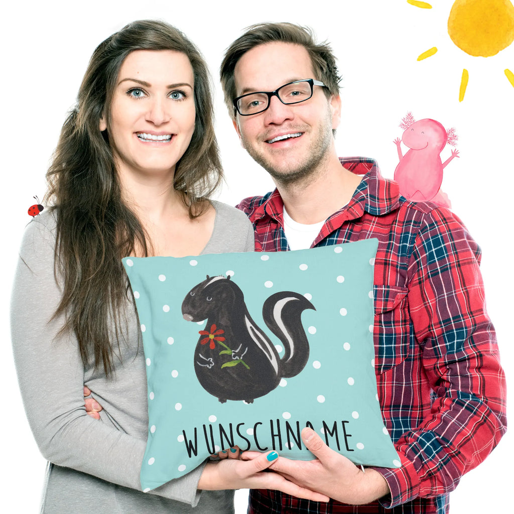 Personalised cushion skunk flower Skunk, wild animal, stink, predator, dreams, dreamy, stinker, daydreamer, skunk