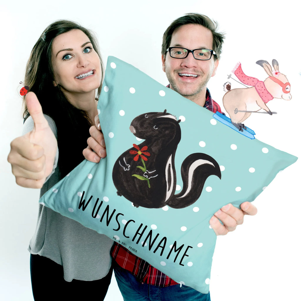 Personalised cushion skunk flower Skunk, wild animal, stink, predator, dreams, dreamy, stinker, daydreamer, skunk