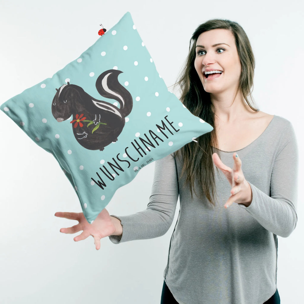 Personalised cushion skunk flower Skunk, wild animal, stink, predator, dreams, dreamy, stinker, daydreamer, skunk