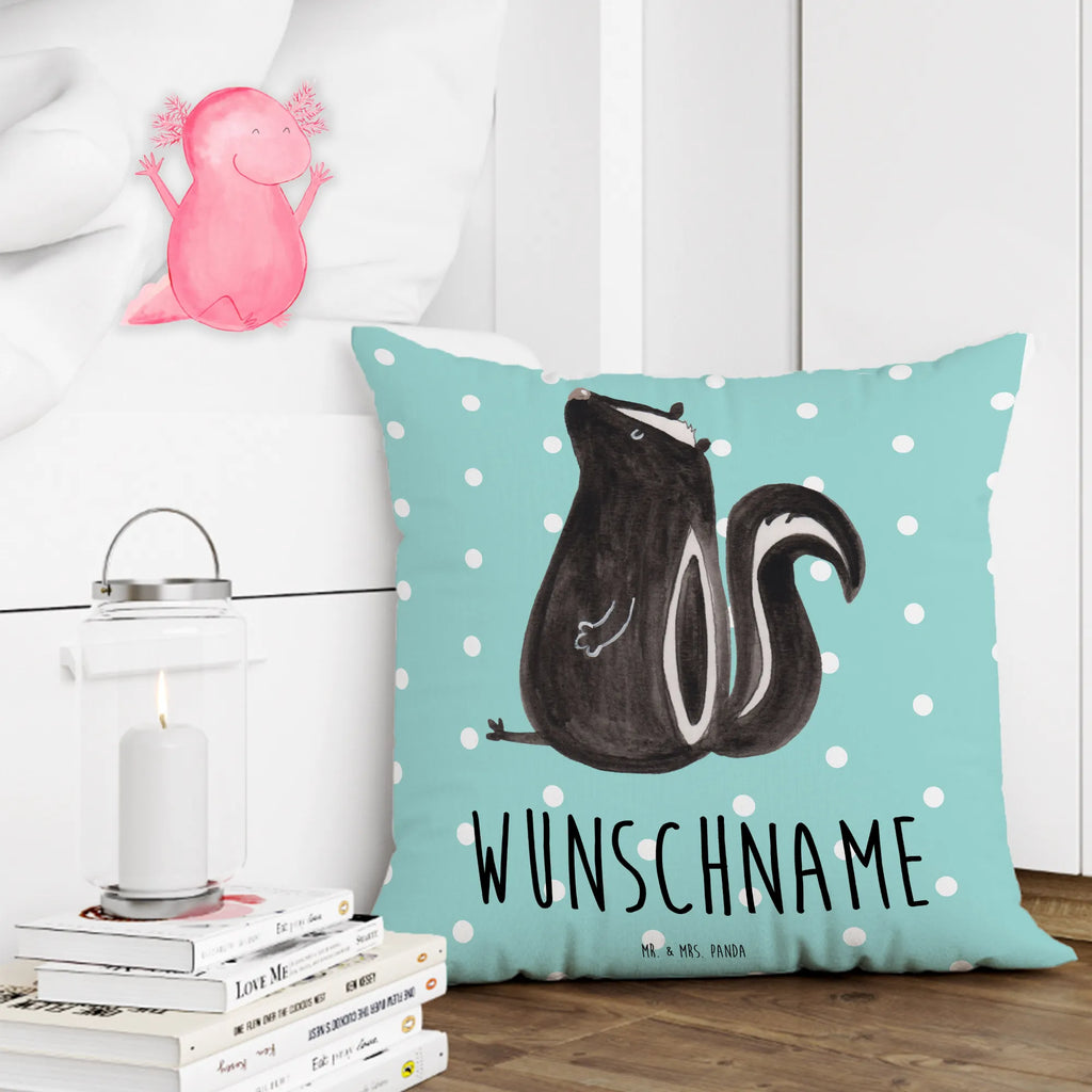 Personalised cushion skunk Sit Skunk, stinker, skunk, predator, law, office, know-it-all, stinky, wild animal, slogan
