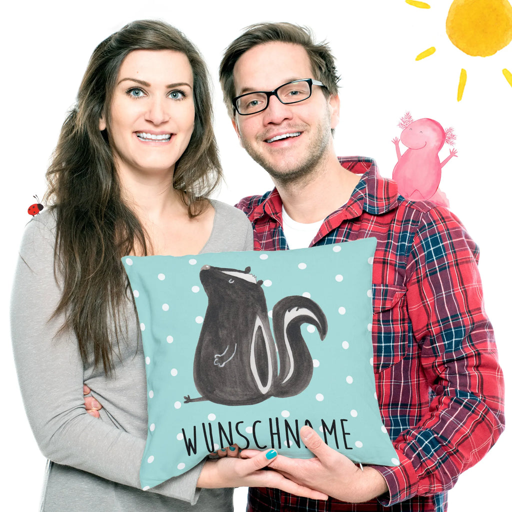 Personalised cushion skunk Sit Skunk, stinker, skunk, predator, law, office, know-it-all, stinky, wild animal, slogan