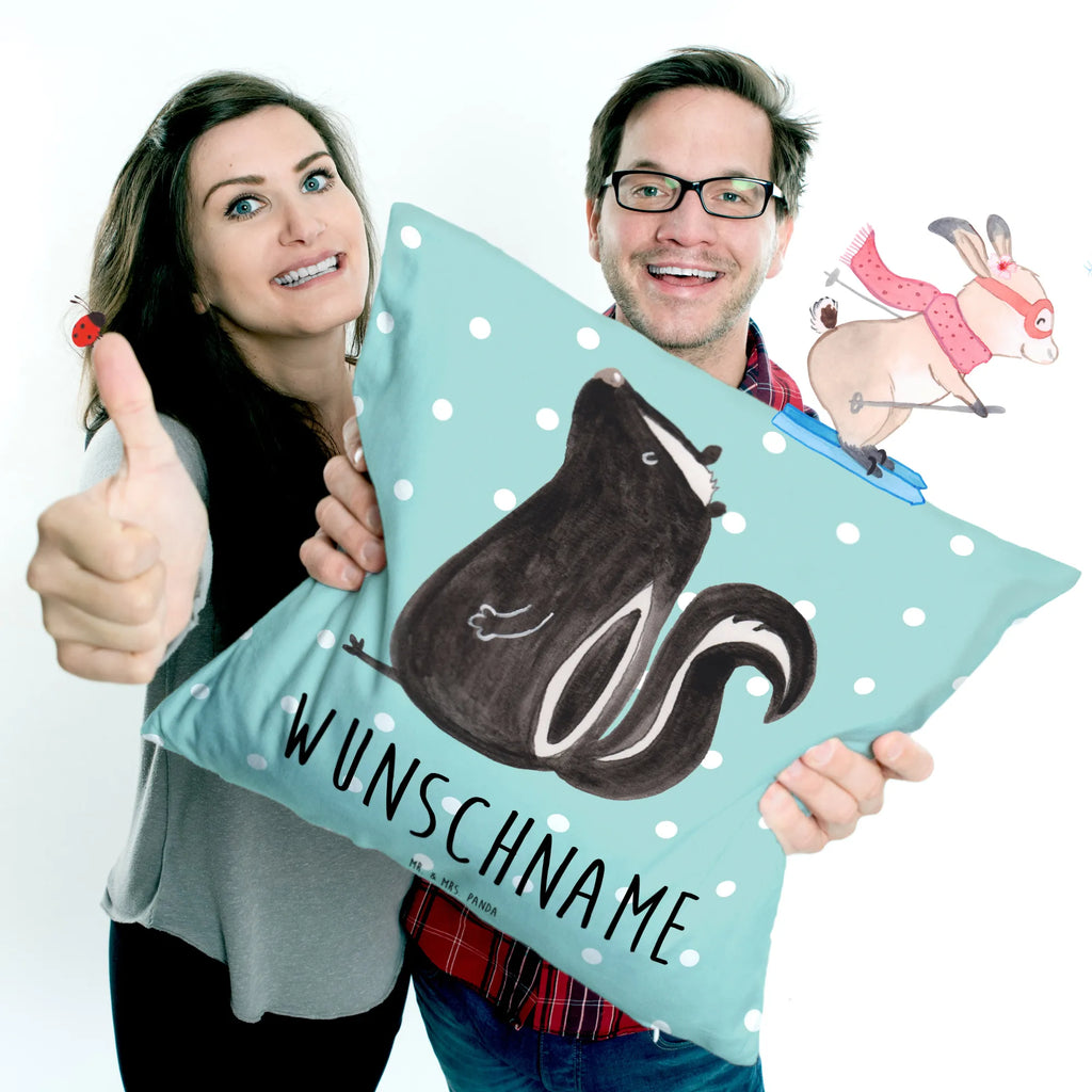 Personalised cushion skunk Sit Skunk, stinker, skunk, predator, law, office, know-it-all, stinky, wild animal, slogan