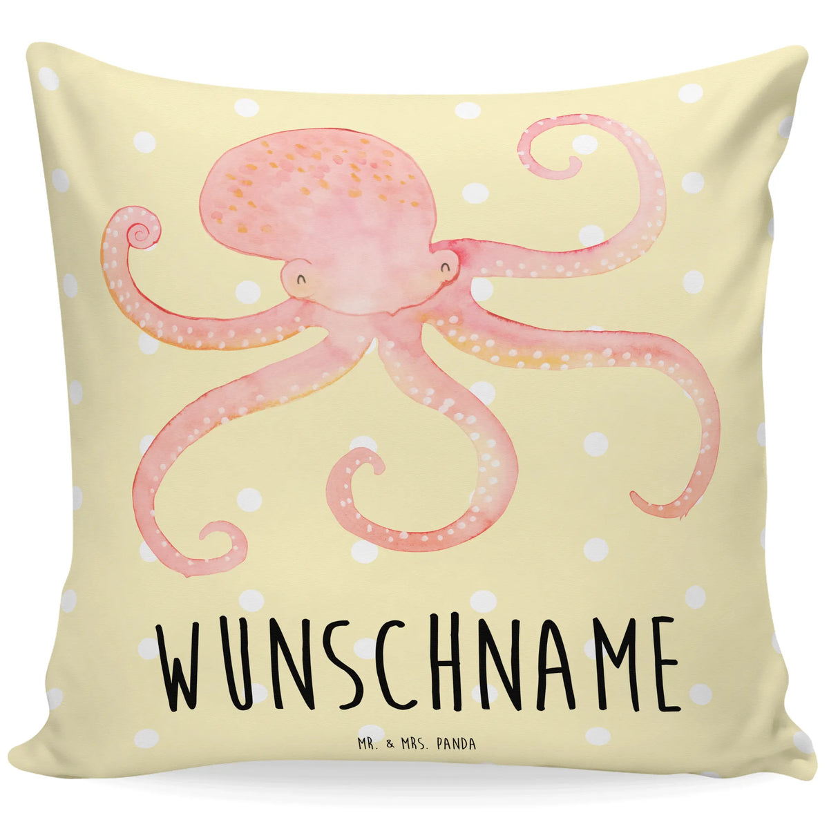 Personalised cushion Squid small animals, cute, funny, cute animal motives, hand drawn, small world, funny sayings, good mood, happy, gifts, gift ideas, special gifts, animal lover, card, octopus, sea, squid, arms, ocean, water, sea animal
