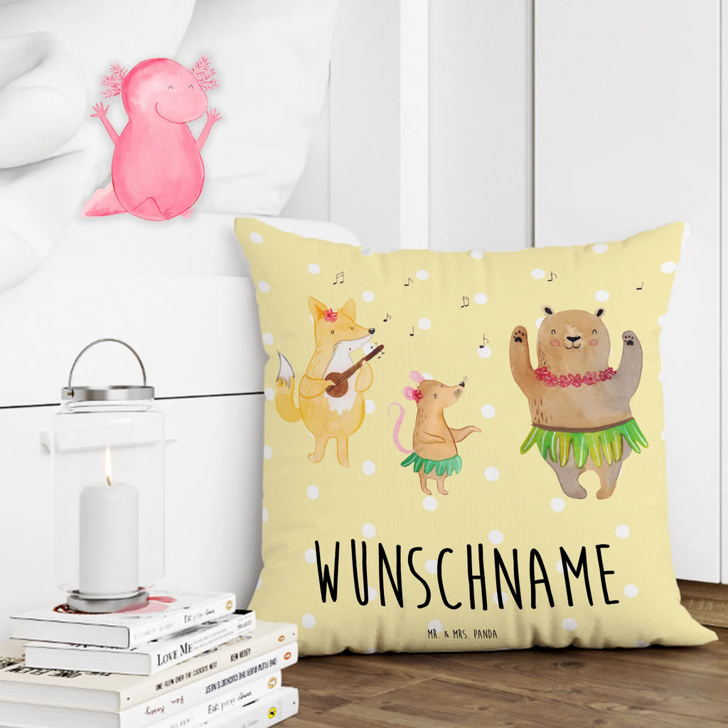 Personalised cushion forest animals Aloha small animals, cute, funny, cute animal motives, hand drawn, small world, funny sayings, good mood, happy, gifts, gift ideas, special gifts, animal lover, card, forest animals, laughter, music, rabbit, forest, bear, life, aloha, hedgehog, dancing