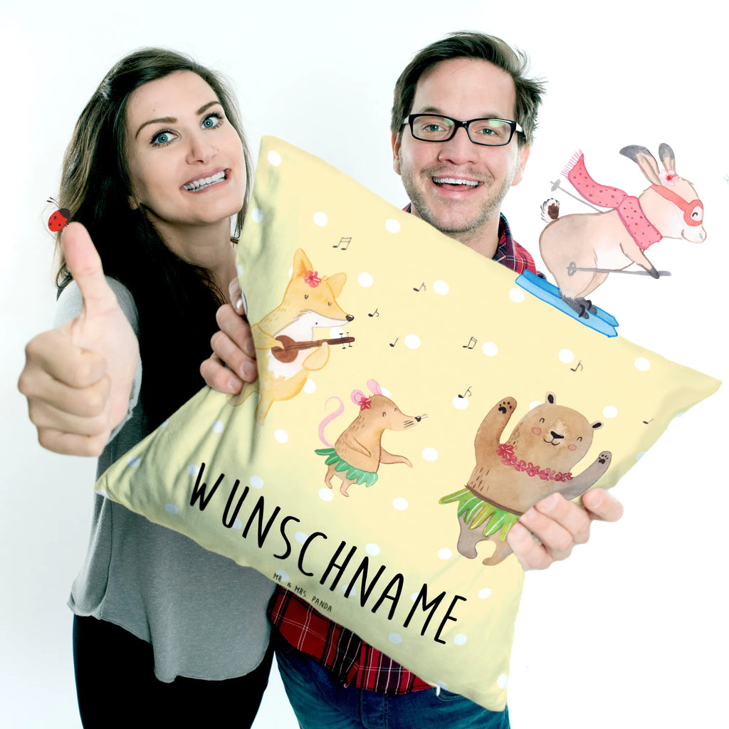 Personalised cushion forest animals Aloha small animals, cute, funny, cute animal motives, hand drawn, small world, funny sayings, good mood, happy, gifts, gift ideas, special gifts, animal lover, card, forest animals, laughter, music, rabbit, forest, bear, life, aloha, hedgehog, dancing