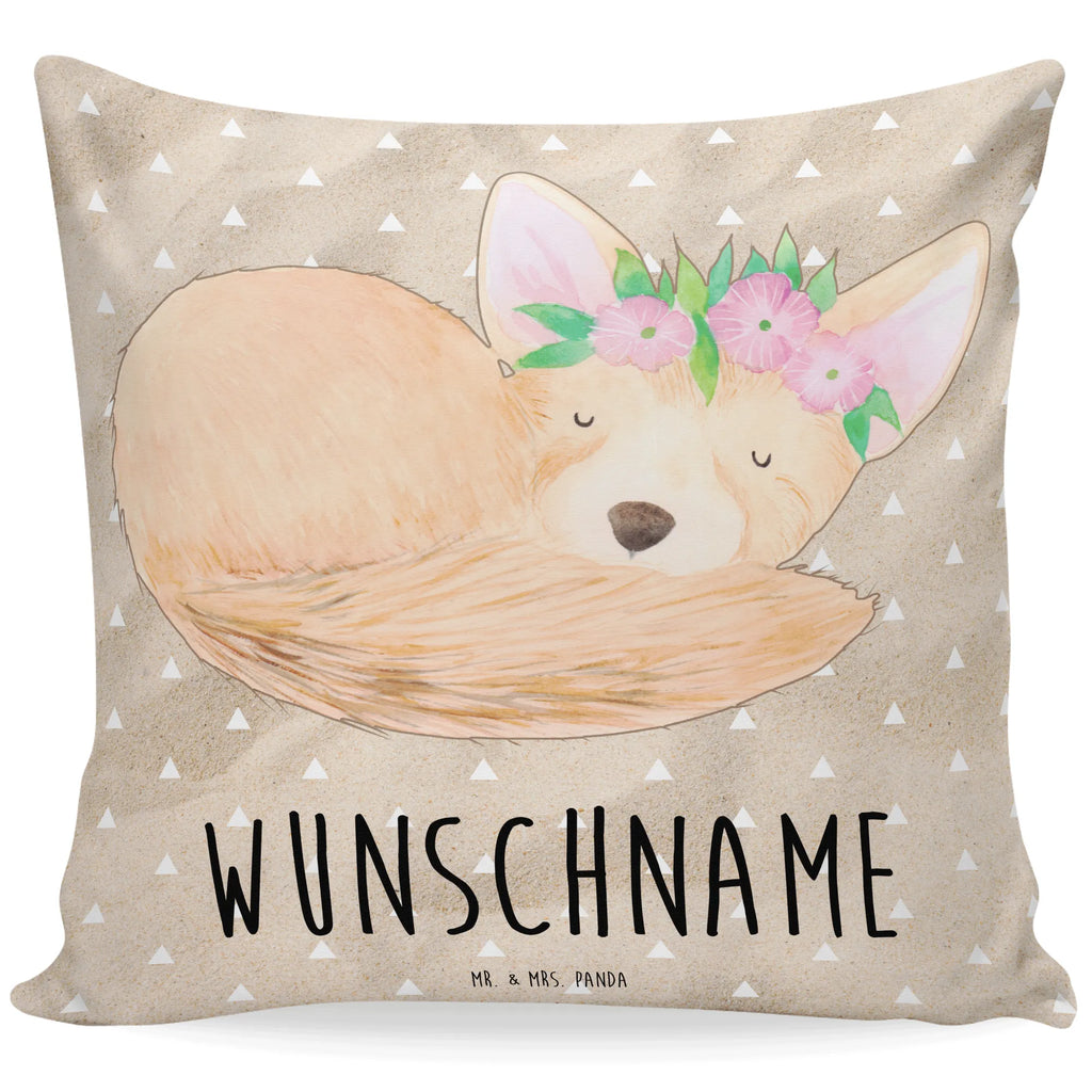 Personalised cushion desert fox Flower Africa, happy, desert, wreath of flowers, desert fox, flowers
