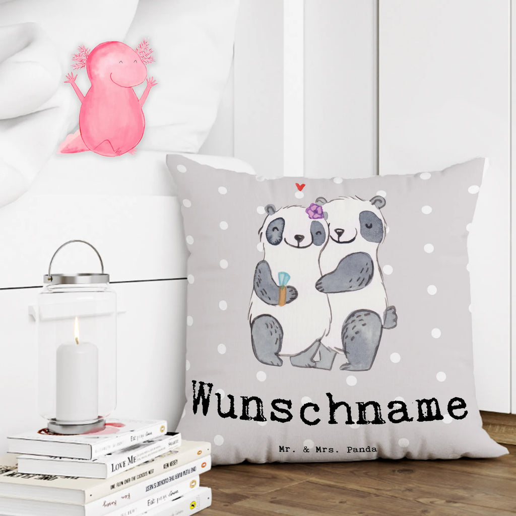 Personalised cushion panda Best Fiancée in the World for, thank you, gift, giving, birthday, birthday present, gift idea, souvenir, make you happy, gift tip, betrothal, dream girl, wife, fiancee, girlfriend, marriage, wedding, future