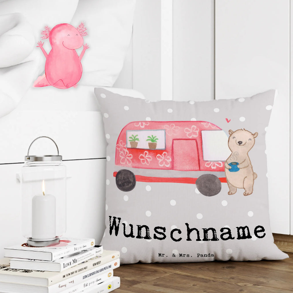 Personalised cushion bear camper Gift, sport, hobby, giving, thank you, award, profit, athlete, RV, Campground, Road Trip, Camping, Camper, Vacation