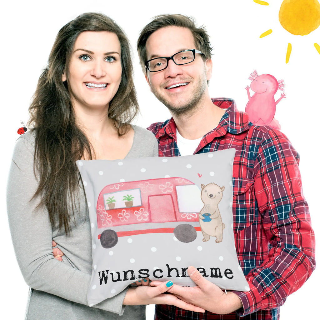 Personalised cushion bear camper Gift, sport, hobby, giving, thank you, award, profit, athlete, RV, Campground, Road Trip, Camping, Camper, Vacation