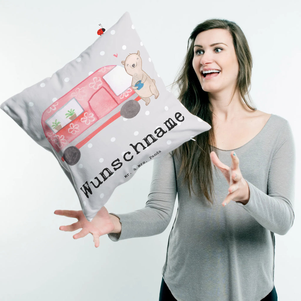 Personalised cushion bear camper Gift, sport, hobby, giving, thank you, award, profit, athlete, RV, Campground, Road Trip, Camping, Camper, Vacation