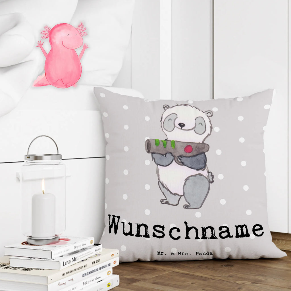 Personalised cushion panda laser tag Gift, sport, hobby, giving, thank you, award, profit, athlete, laser tag party, laser game center, Laser tag