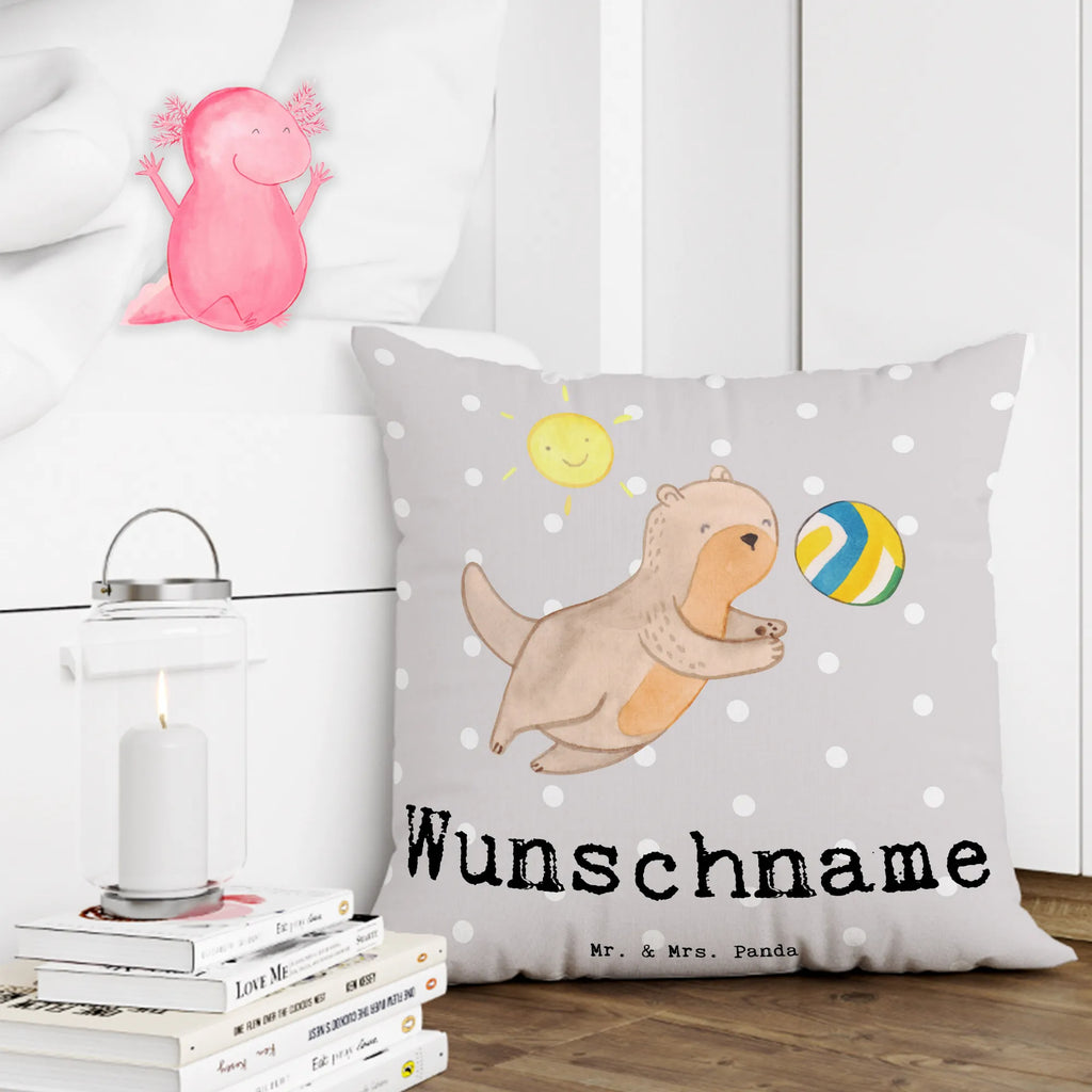 Personalised cushion otter beach volleyball Gift, sport, hobby, giving, thank you, award, profit, athlete, Beach volleyball, volleyball tournament, volleyball, ball sports