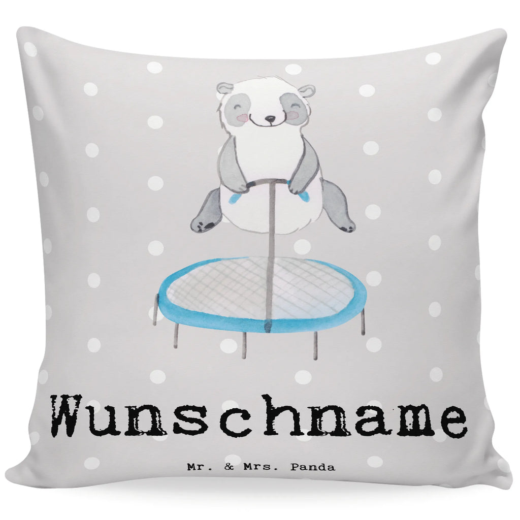 Personalised cushion panda trampoline jumping Gift, sport, hobby, giving, thank you, award, profit, athlete, gym, trampoline gymnastics, trampoline jumping