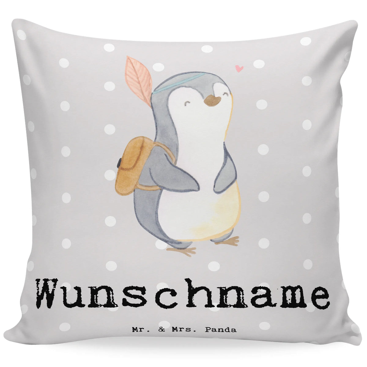 Personalised cushion penguin Side trip Gift, giving, thank you, award, profit, athlete, destinations, Make trips, travel, trip