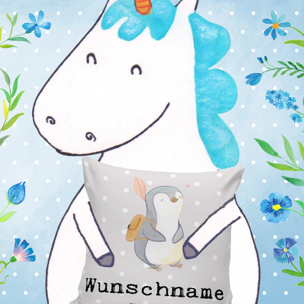 Personalised cushion penguin Side trip Gift, sport, hobby, giving, thank you, award, profit, athlete, destinations, Make trips, trip, travel