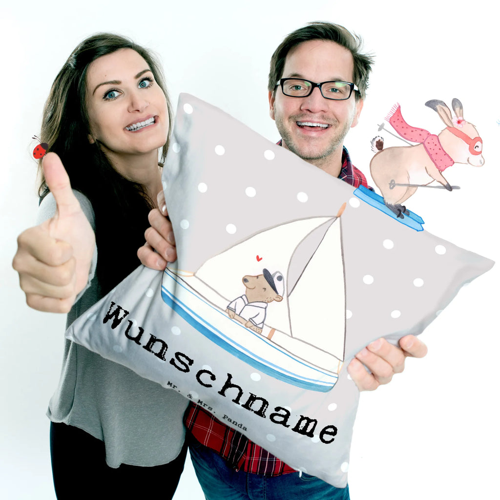 Personalisiertes Kissen Bär Segeln Kissen, Kopfkissen, Bedrucken, Name, Wunschname, Personalisiert, Geschenk, Schenken, Sport, Sportart, Hobby, Danke, Dankeschön, Auszeichnung, Gewinn, Sportler, Segelboot, Segeltörn, Yachtclub, Segelschule, Segeln