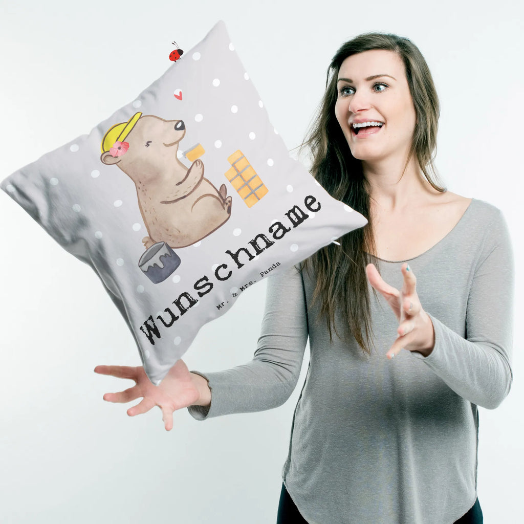 Personalised cushion Female Bricklayer heart gift, gift idea, best, farewell gift, passing exam, anniversary, retirement, promotion, job start, sayings, funny, profession