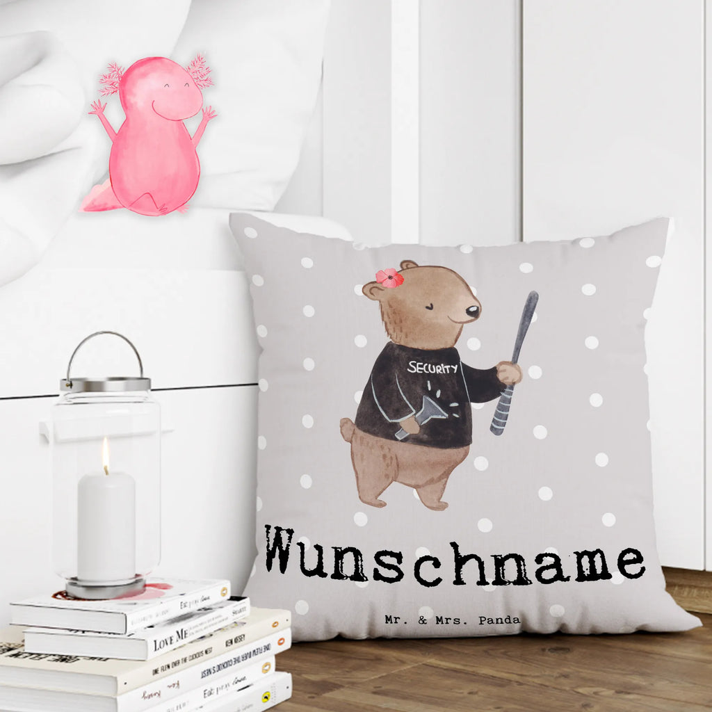 Personalised cushion Female security service employee Heart gift, gift idea, best, farewell gift, passing exam, anniversary, retirement, promotion, job start, sayings, funny, profession