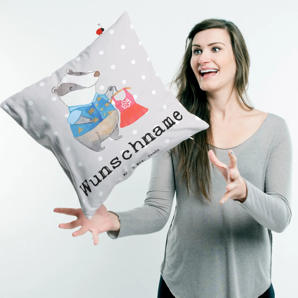 Personalisiertes Kissen Modedesigner mit Herz Kissen, Kopfkissen, bedrucken, personalisiert, Name, Wunschname, Beruf, Ausbildung, Jubiläum, Abschied, Rente, Kollege, Kollegin, Geschenk, Schenken, Arbeitskollege, Mitarbeiter, Firma, Danke, Dankeschön, Modedesigner, Modeschöpfer, Fashion Designer