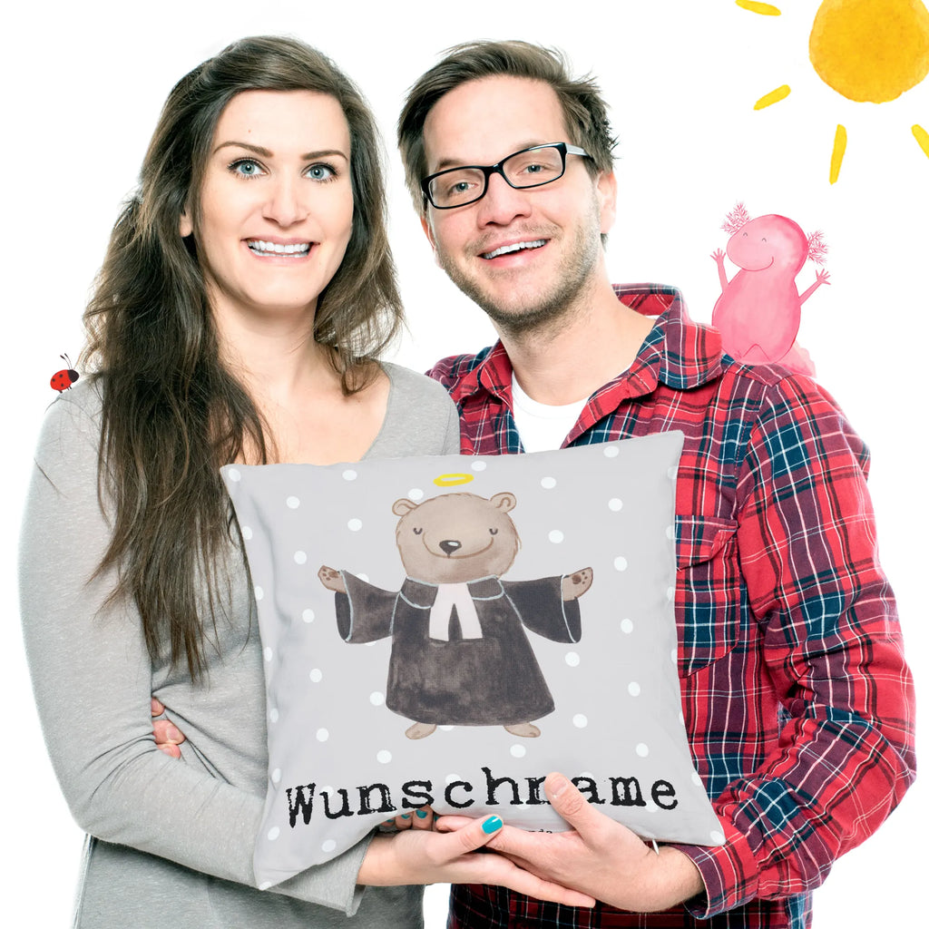 Personalisiertes Kissen Pastor mit Herz Name, Kopfkissen, Kissen, bedrucken, Wunschname, personalisiert, Beruf, Ausbildung, Jubiläum, Abschied, Rente, Kollege, Kollegin, Geschenk, Schenken, Arbeitskollege, Mitarbeiter, Firma, Danke, Dankeschön, Prediger<br />Priester, Pfarrer, Pastor, Kirche, Theologe, Diener Gottes<br />Geistlicher