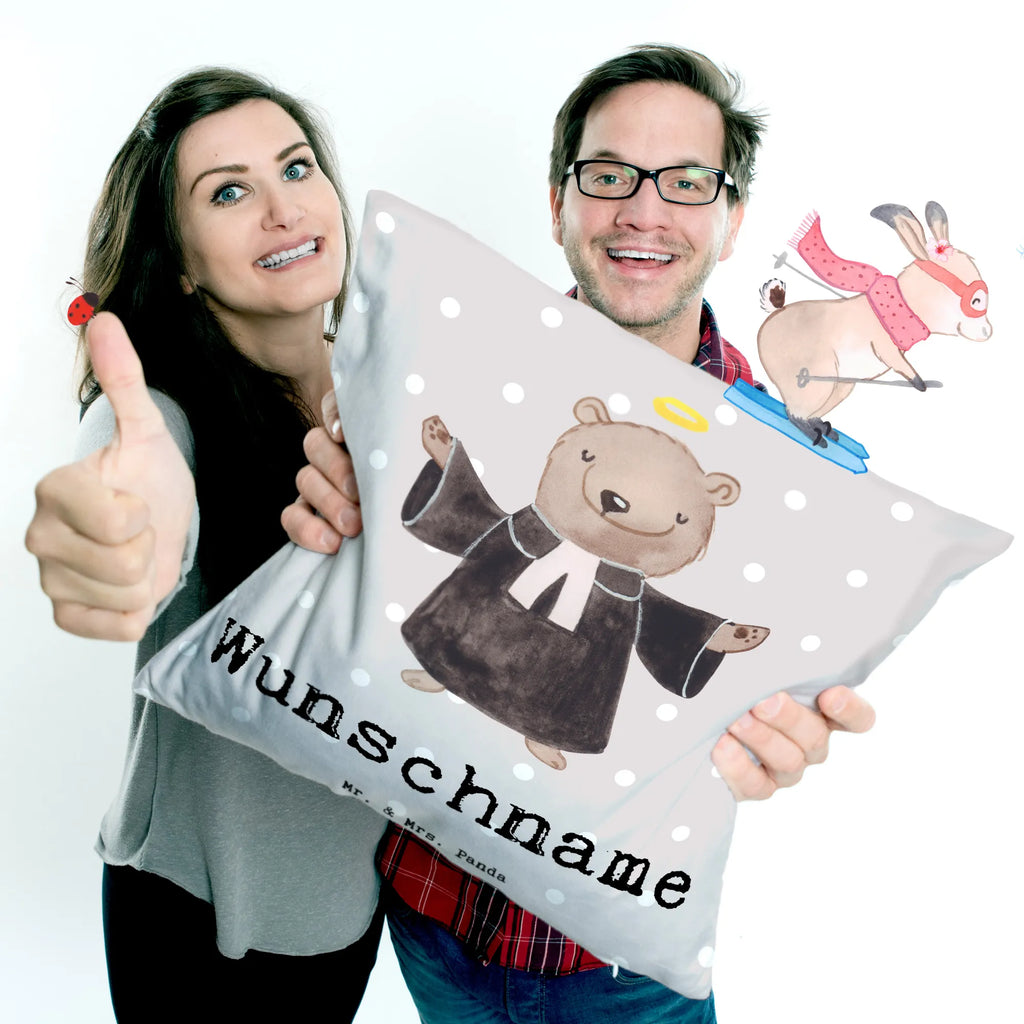 Personalisiertes Kissen Pastor mit Herz Name, Kopfkissen, Kissen, bedrucken, Wunschname, personalisiert, Beruf, Ausbildung, Jubiläum, Abschied, Rente, Kollege, Kollegin, Geschenk, Schenken, Arbeitskollege, Mitarbeiter, Firma, Danke, Dankeschön, Prediger<br />Priester, Pfarrer, Pastor, Kirche, Theologe, Diener Gottes<br />Geistlicher