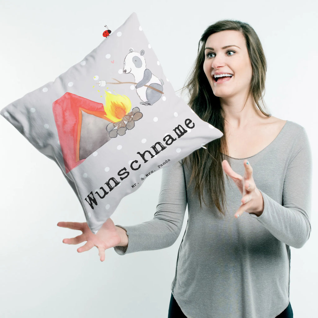 Personalised cushion panda Camp Gift, sport, hobby, giving, thank you, award, profit, athlete, campsite, Camping, camping, go camping